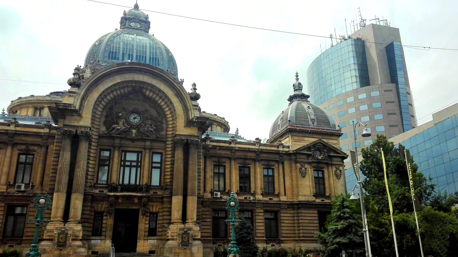 Old meets new in downtown Bucharest, Romania