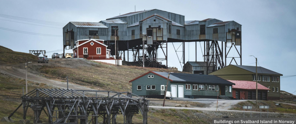 Buildings on Svalbard Island in Norway