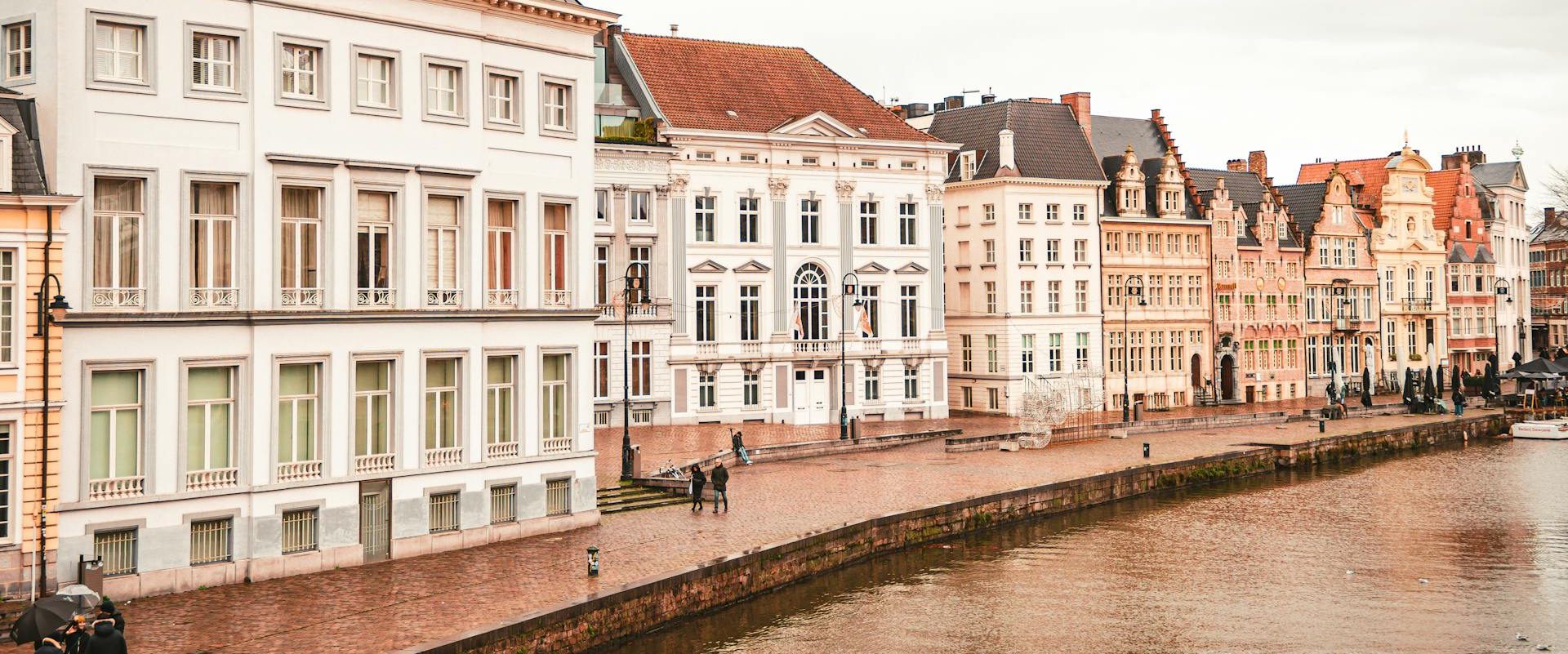 Graslei quay by Leie River in Ghent Belgium